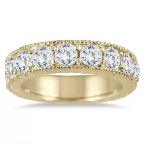 1 1/2 Carat TW Diamond Engraved Antique Ring in 10K Yellow Gold