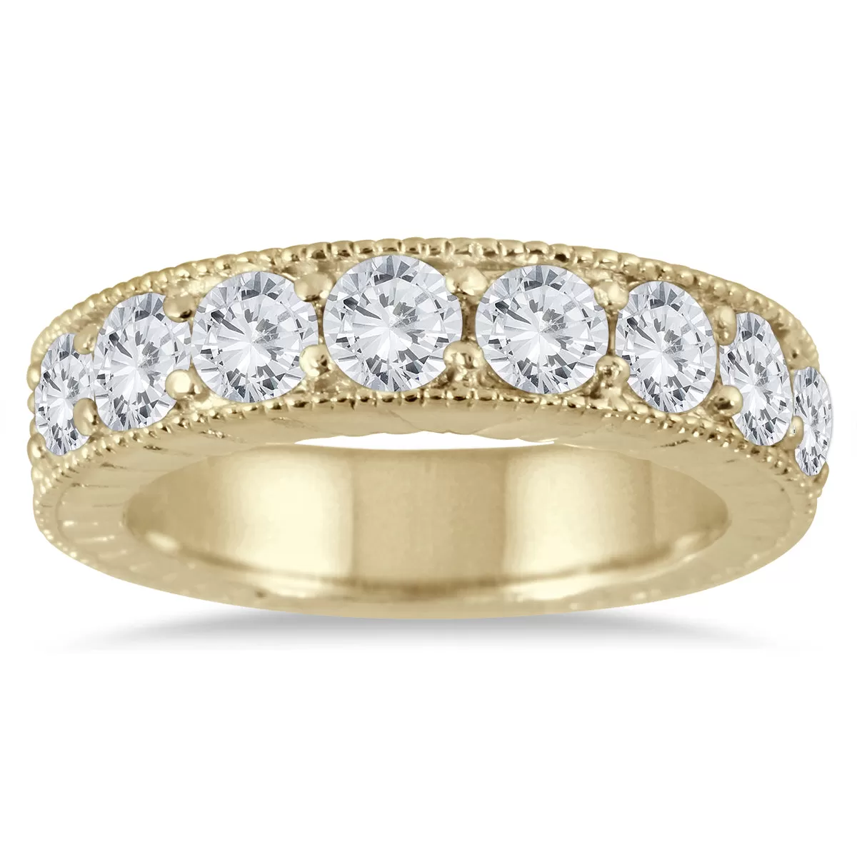 1 1/2 Carat TW Diamond Engraved Antique Ring in 10K Yellow Gold