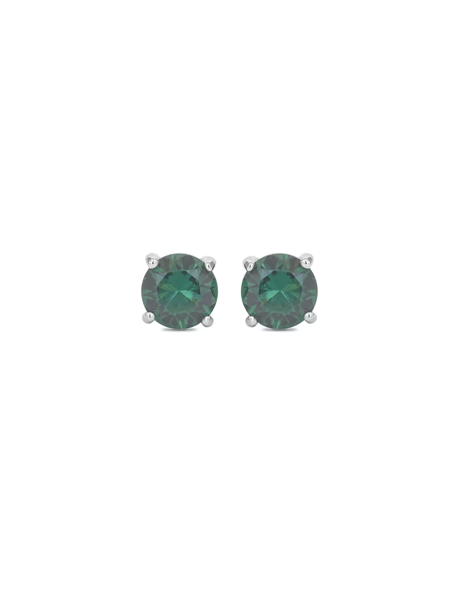 1.25 Carat Green Emerald Daily Wear Solitaire Studs In Sterling Silver