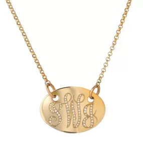 14K Diamond Monogram Disc Necklace