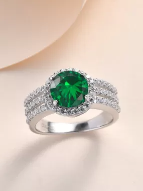 2 Carat Emerald Magnificient Silver Ring For Women