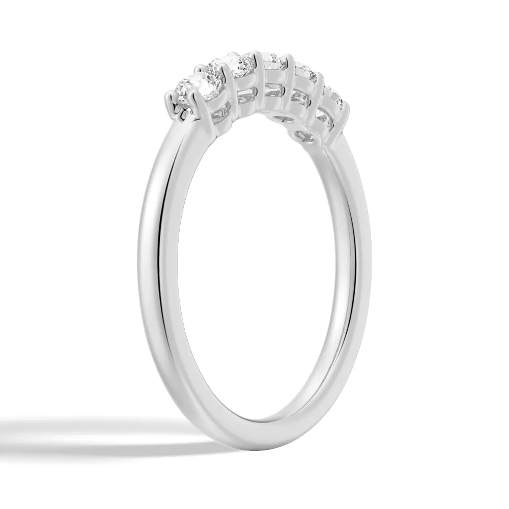 3mm 5 Stone Shared Prong Moissanite Anniversary Band