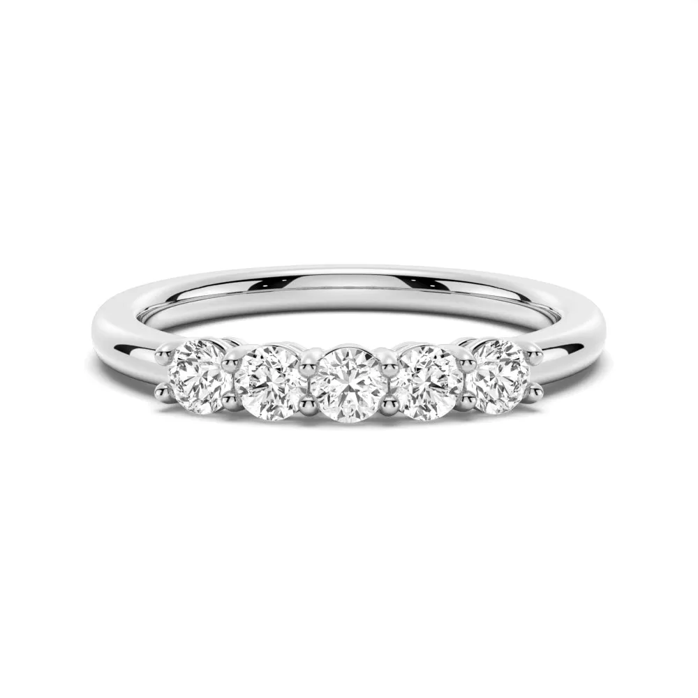 3mm 5 Stone Shared Prong Moissanite Anniversary Band