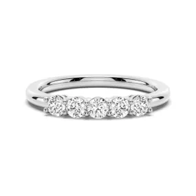 3mm 5 Stone Shared Prong Moissanite Anniversary Band