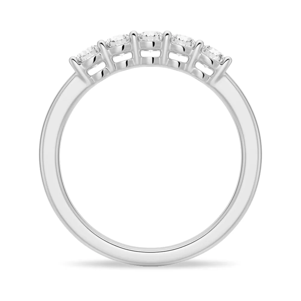 3mm 5 Stone Shared Prong Moissanite Anniversary Band