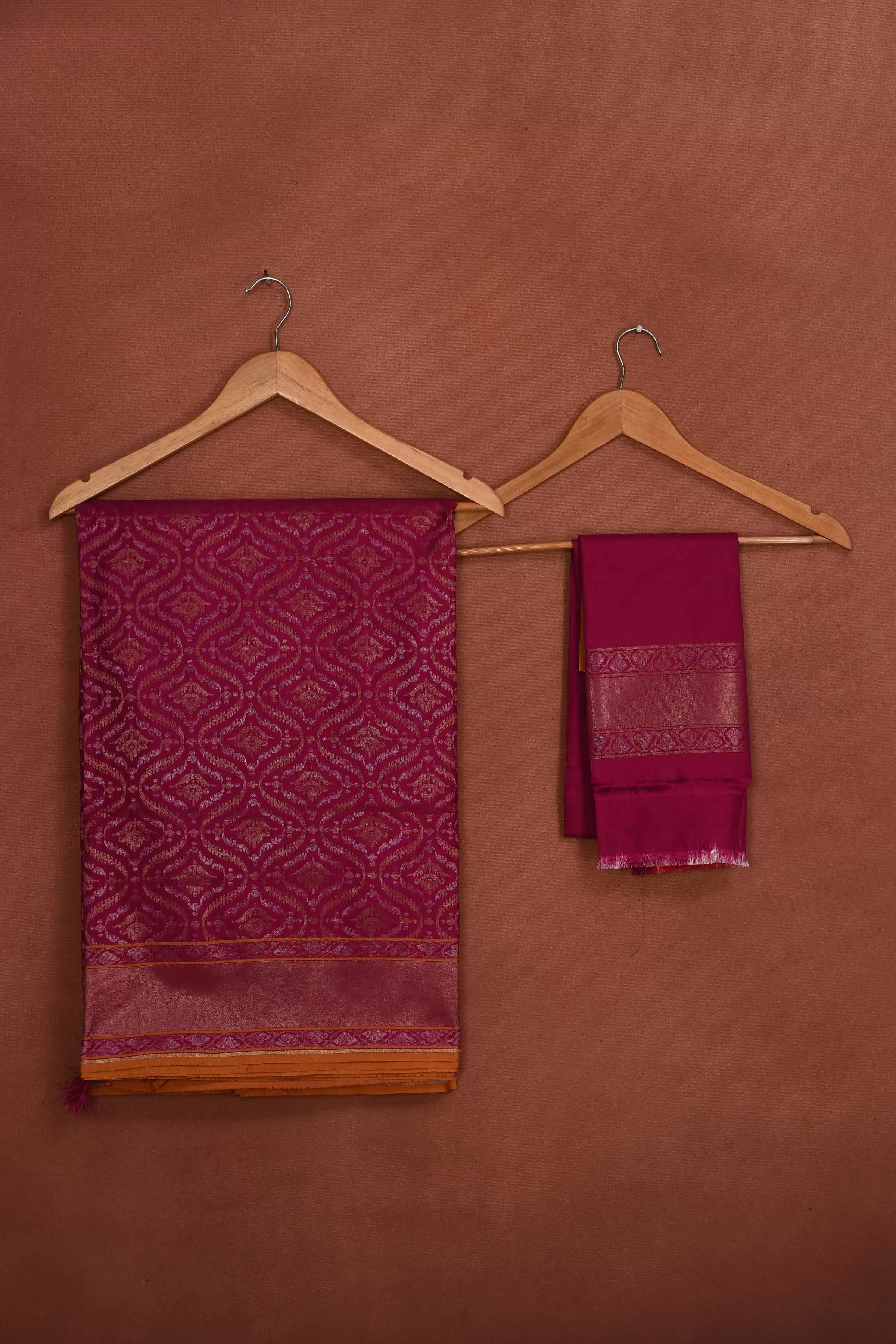 91A174 Pink Katan Silk Banarasi Saree with Zari Work