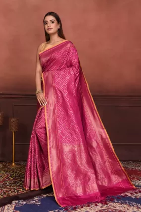 91A174 Pink Katan Silk Banarasi Saree with Zari Work