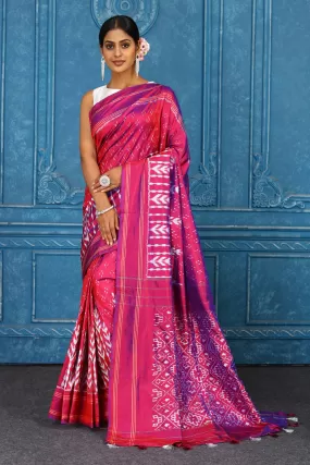 91A432 Pink Pochampalli Ikkat Silk Saree