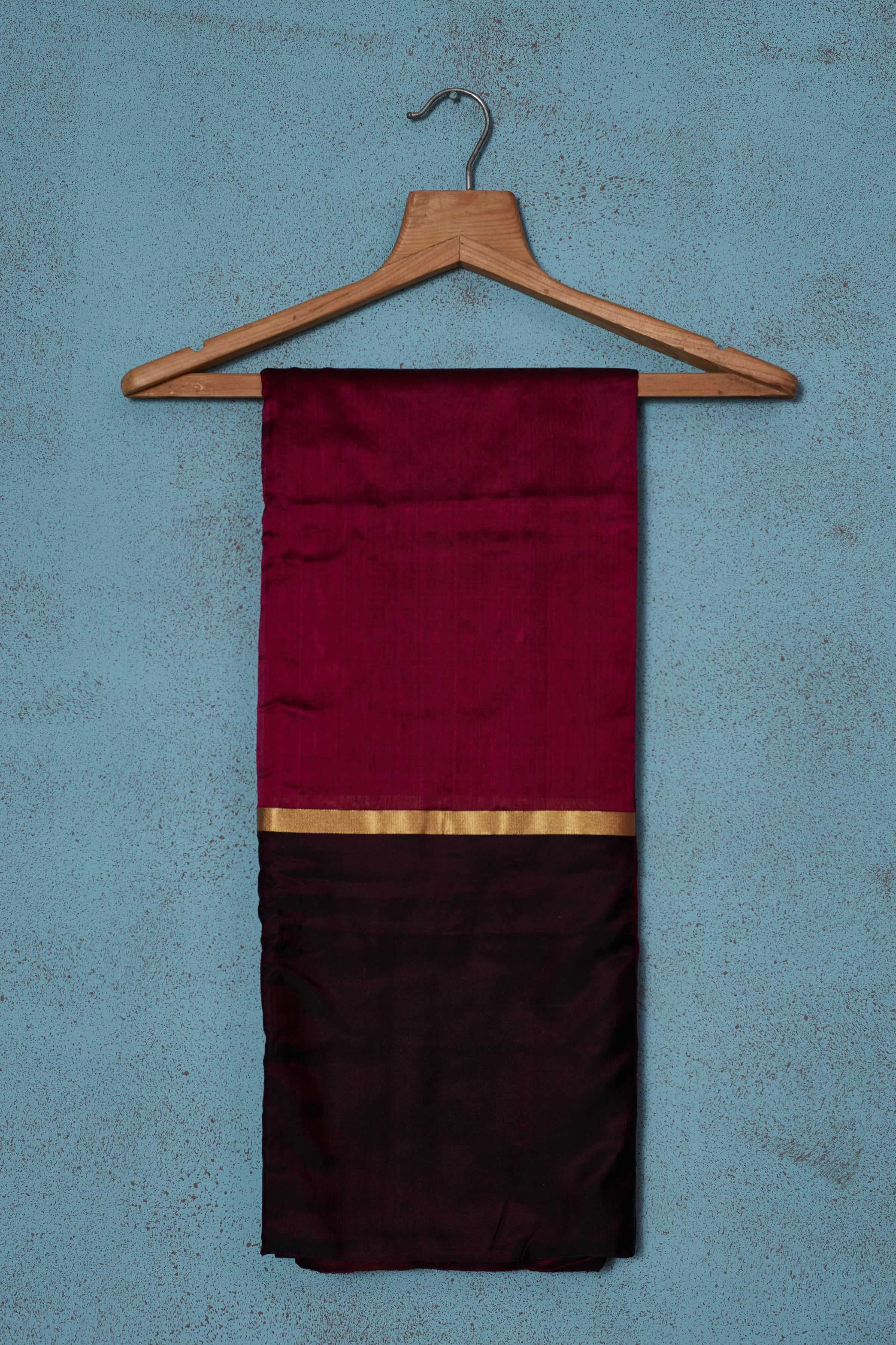 92A150 Magenta Pattu Silk Saree With Black Mashru Border