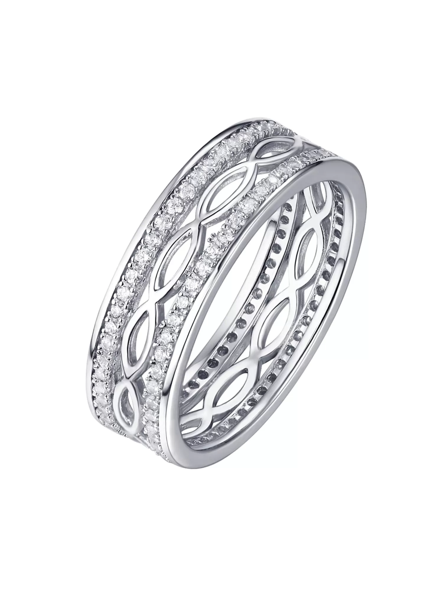 American Diamond Multi Row 925 Silver Band Ring