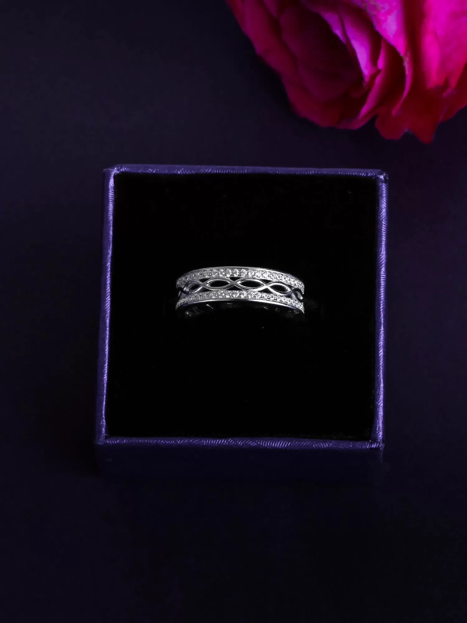 American Diamond Multi Row 925 Silver Band Ring