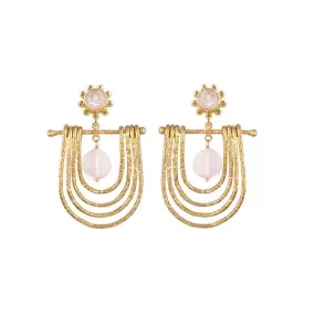 Bianc Rosetta Rose Quartz Gold Earrings