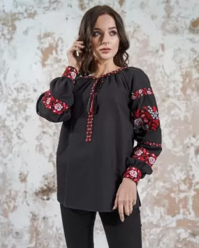 Black Blouse- “Red Rose”