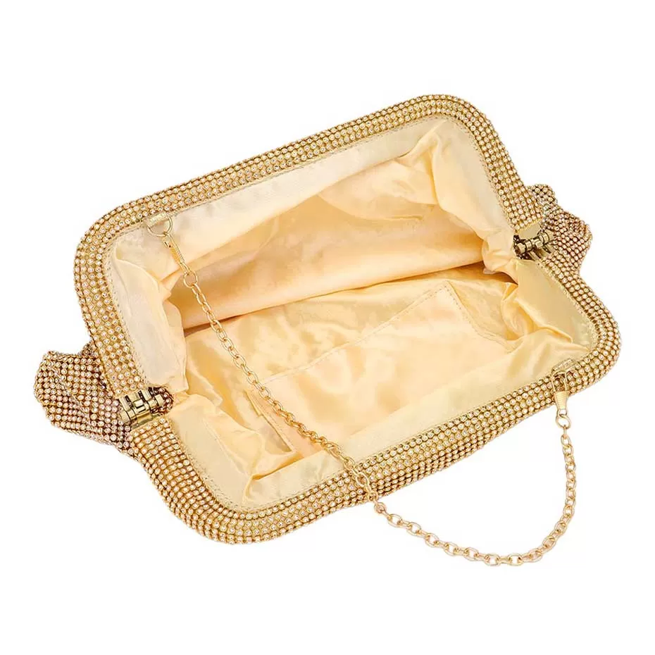 Bling Pleated Evening Clutch Tote Crossbody Bag