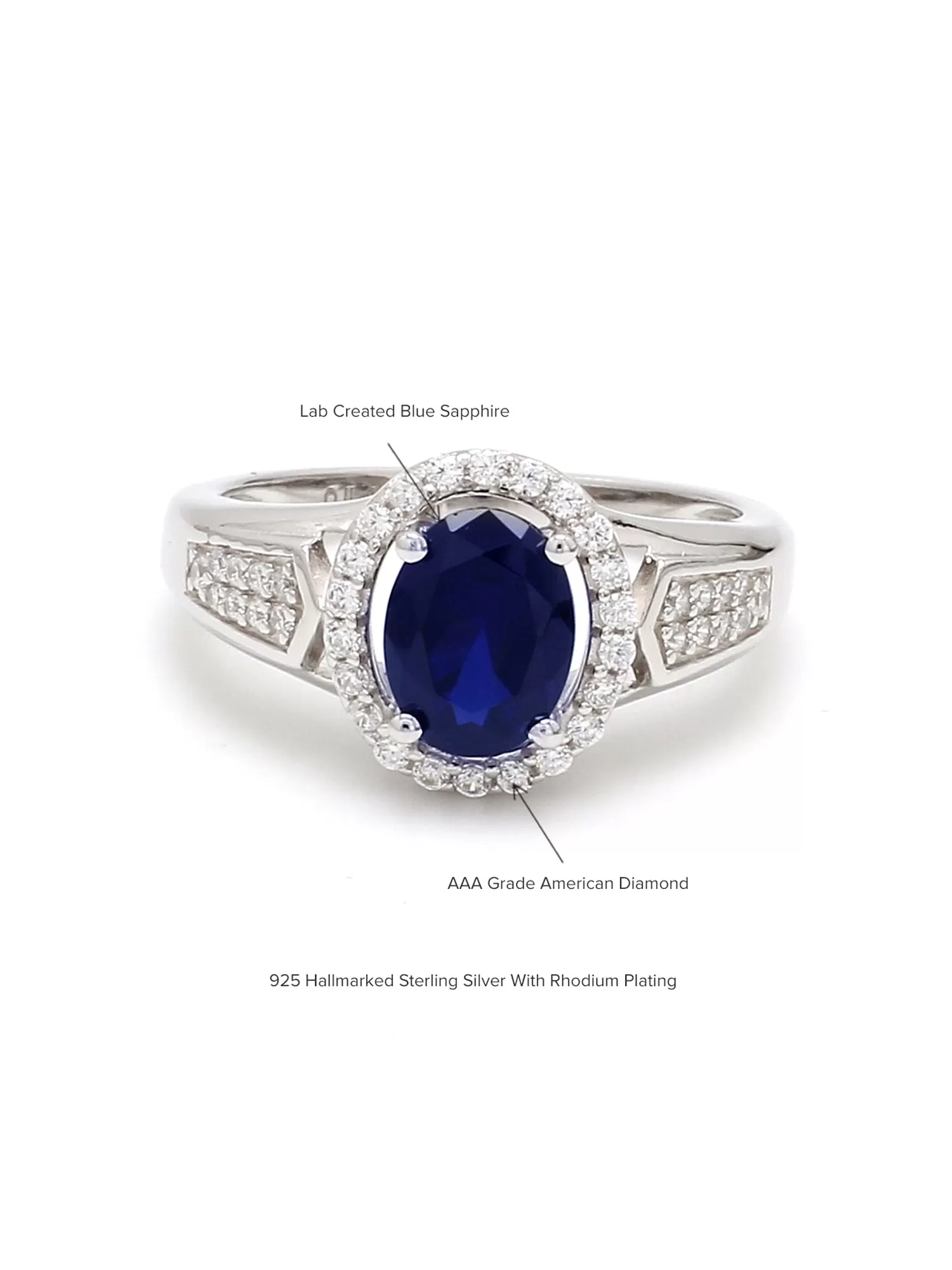 Blue Sapphire 925 Silver Halo Ring