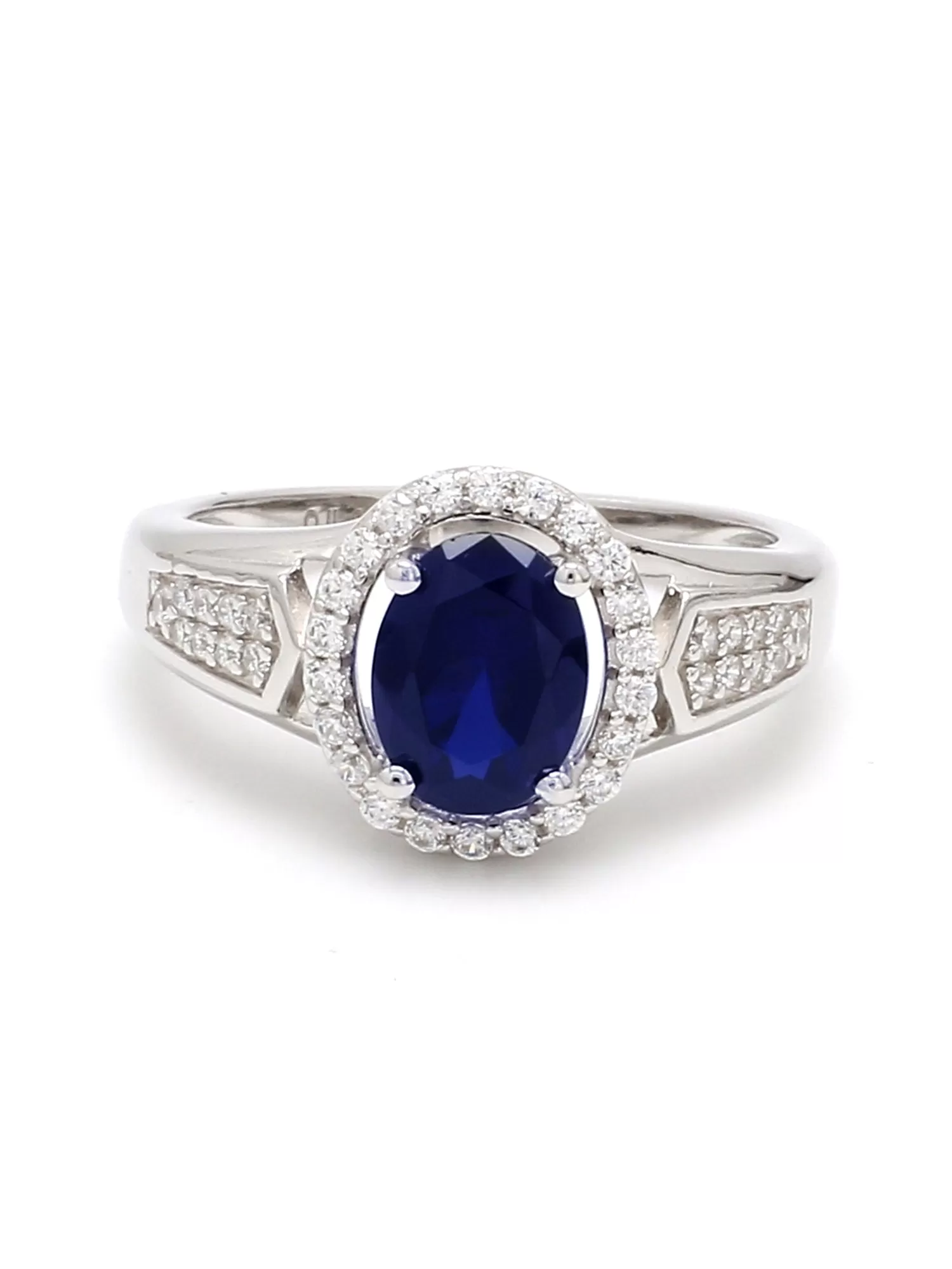 Blue Sapphire 925 Silver Halo Ring