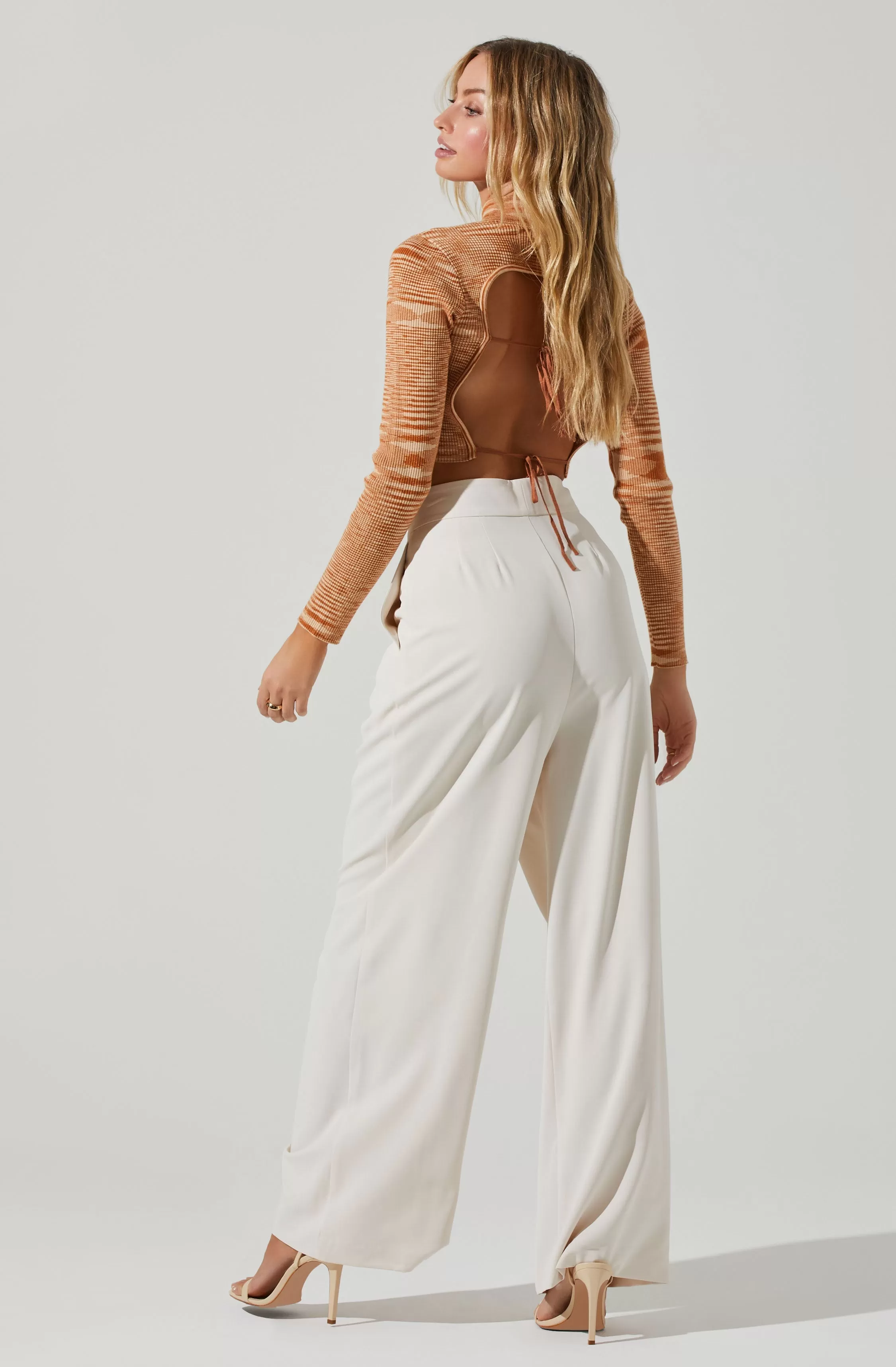 Boyfriend Criss Cross Pleated Wide Leg Pants