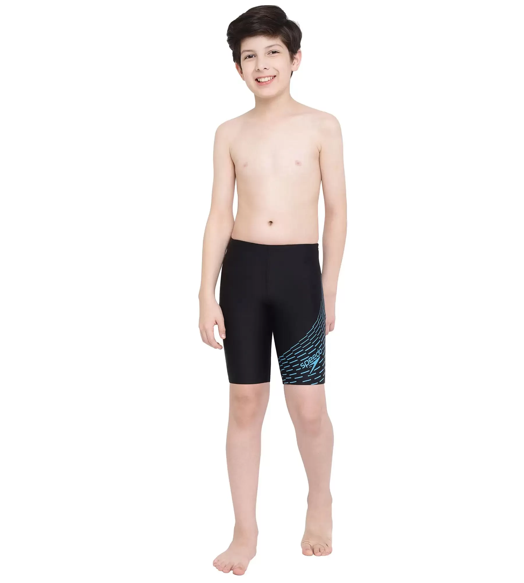 Boy's Endurance Medley Logo Jammer - Black  &  Aquarium