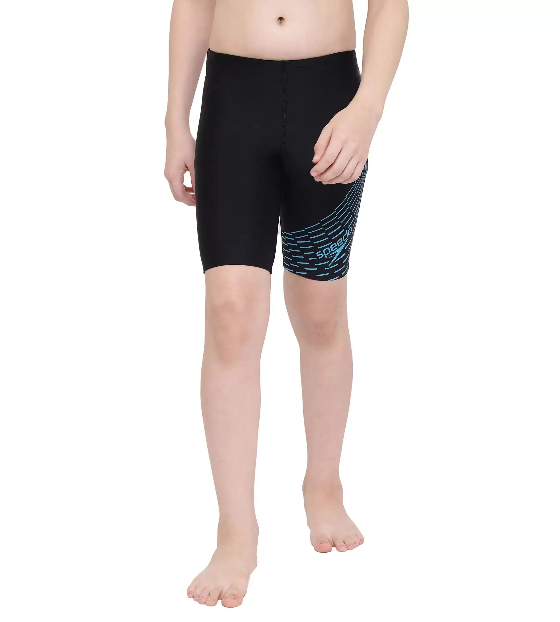 Boy's Endurance Medley Logo Jammer - Black  &  Aquarium