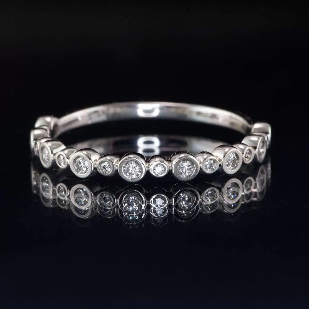 Brigid Anniversary Band Bezel Set Diamond or Moissanite Half Eternity Stacking Wedding Ring