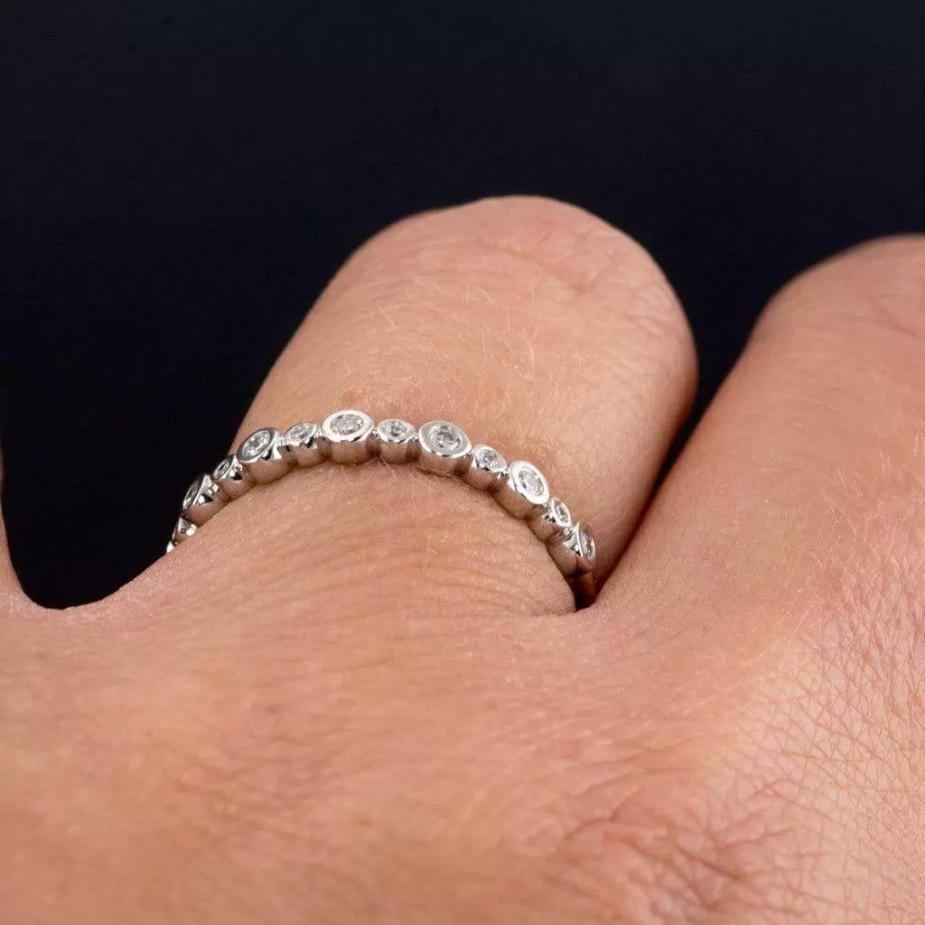 Brigid Anniversary Band Bezel Set Diamond or Moissanite Half Eternity Stacking Wedding Ring