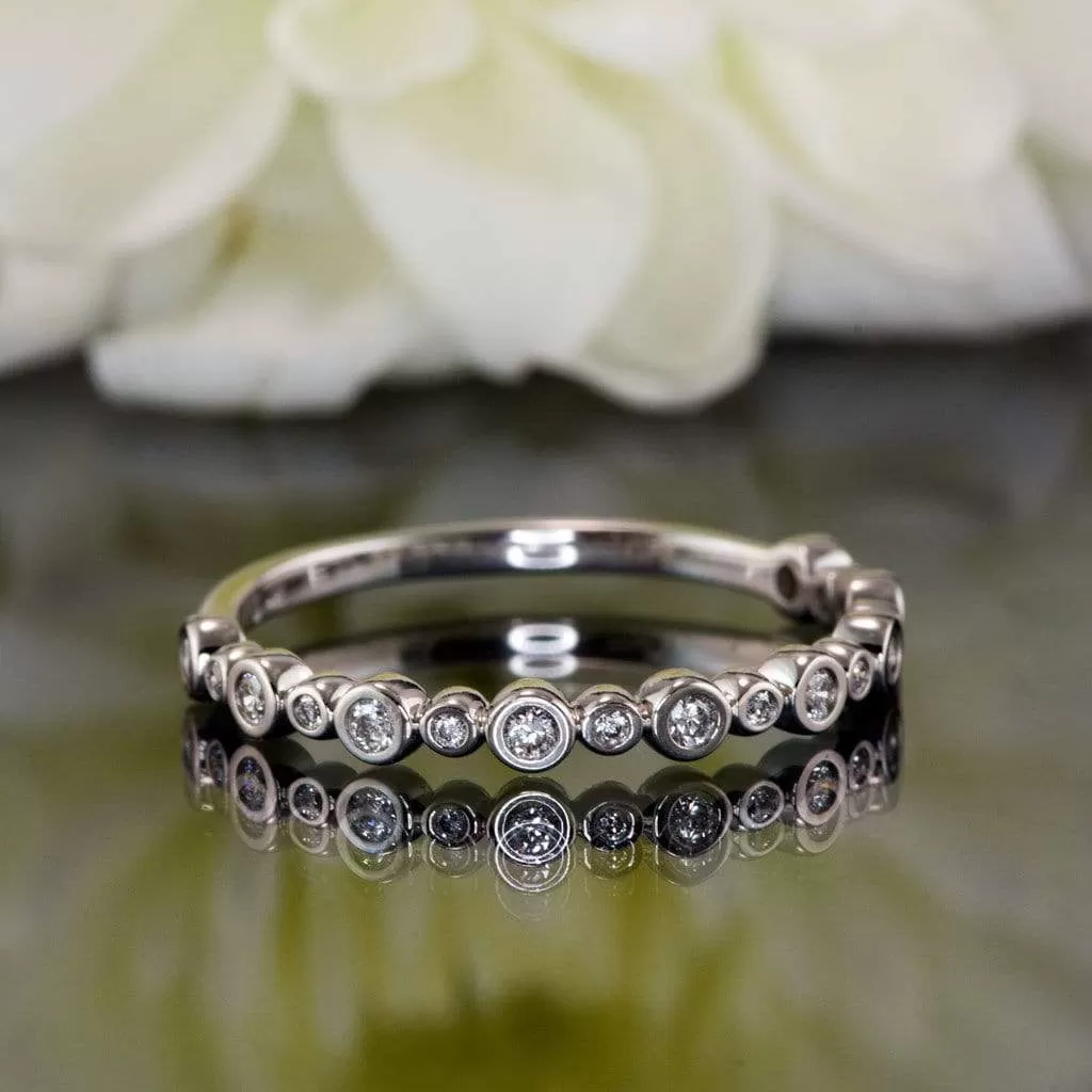 Brigid Anniversary Band Bezel Set Diamond or Moissanite Half Eternity Stacking Wedding Ring