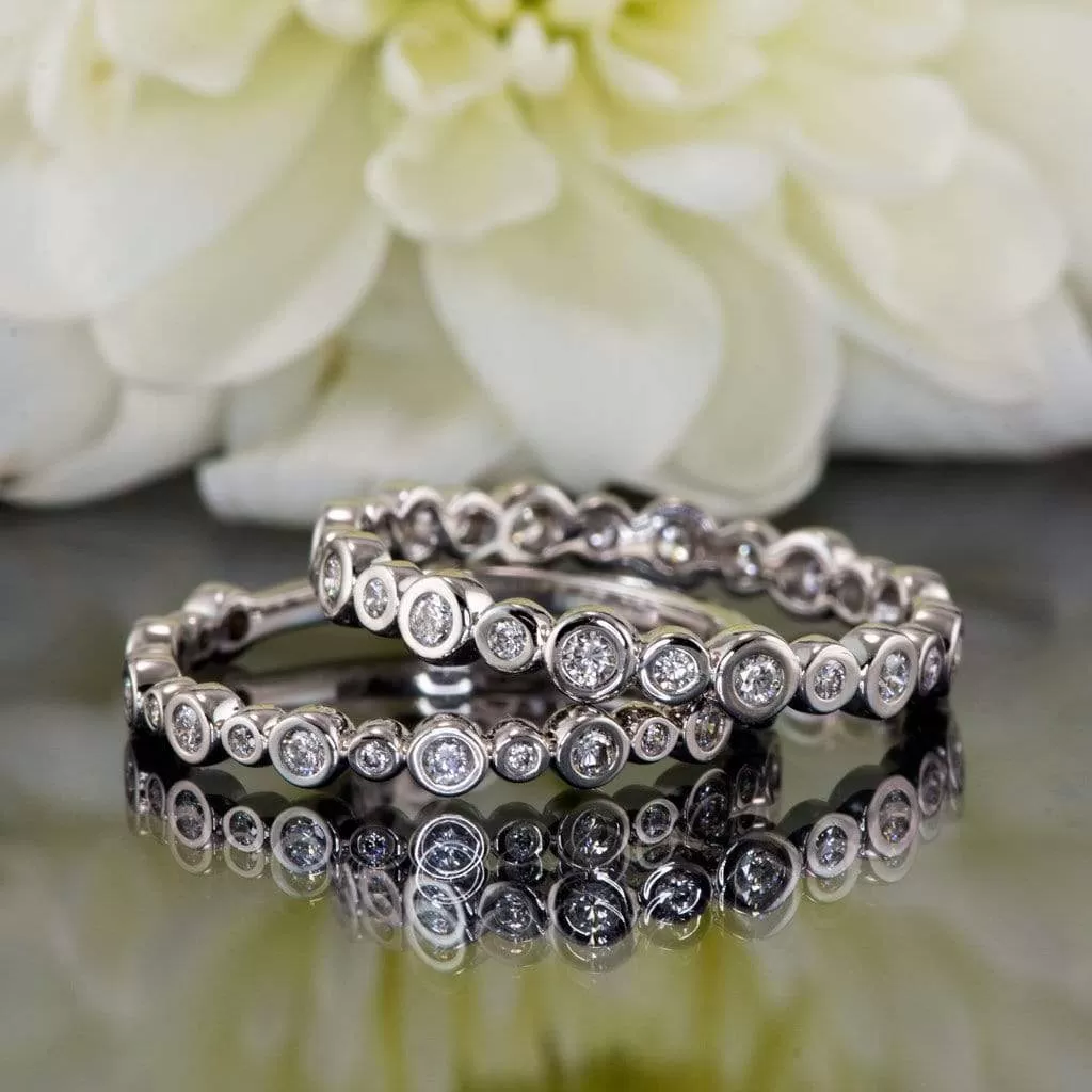 Brigid Anniversary Band Bezel Set Diamond or Moissanite Half Eternity Stacking Wedding Ring