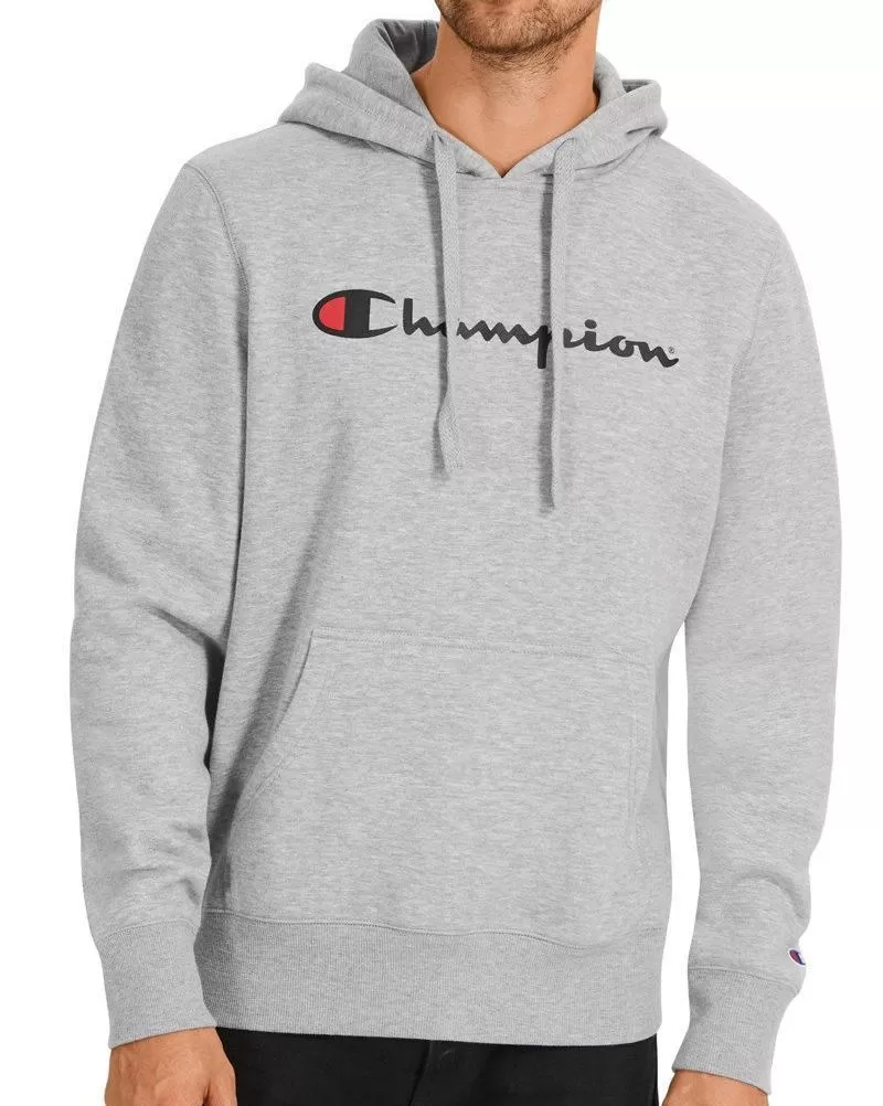 CHAMPION MEN'S SCRIPT GREY HOODIE