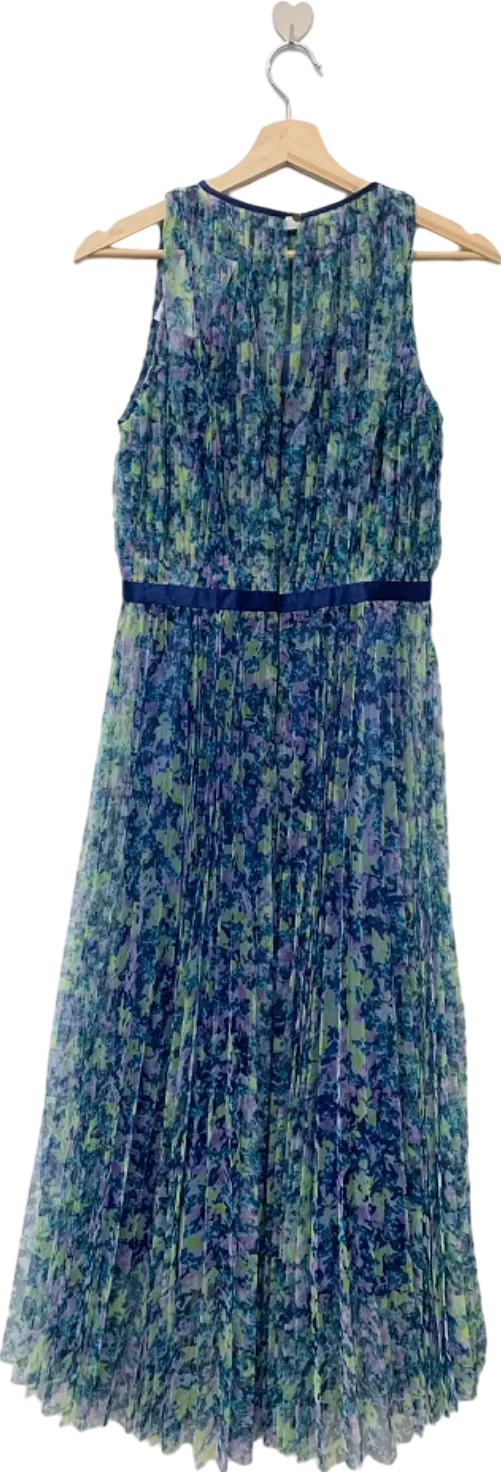 Coast Blue Floral Pleated Midi Dress UK Size 8