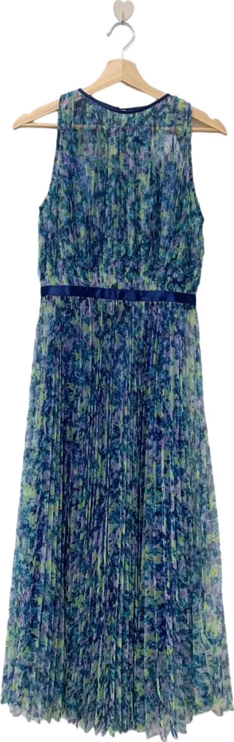 Coast Blue Floral Pleated Midi Dress UK Size 8