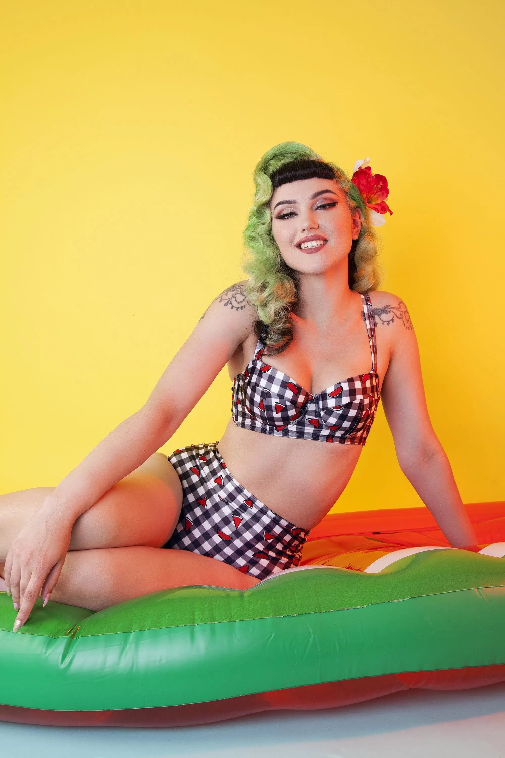 Collectif Melon Gingham High waist brief