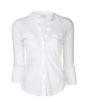 Contrast Panel Shirt in White