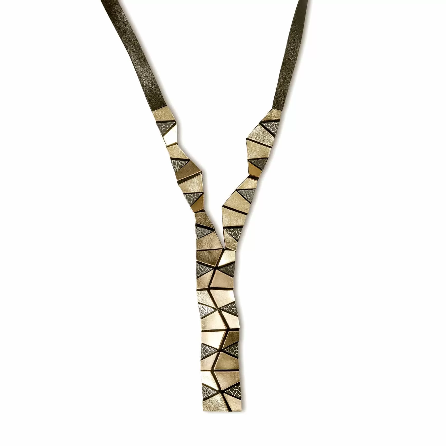 Crazygami long gold leather necklace