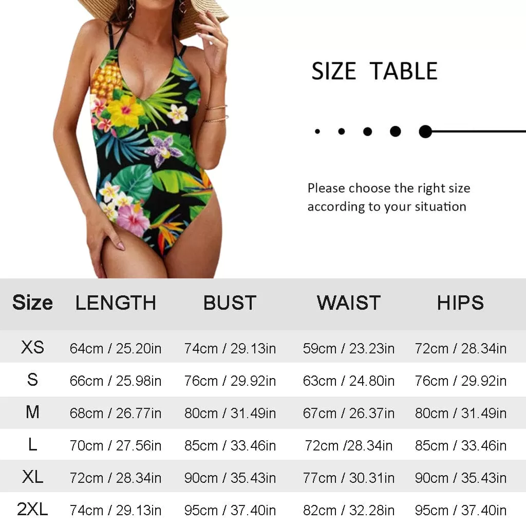 Custom Face Lips Swimsuit Personalized Women's V-neck One Piece Bathing Suit For Her