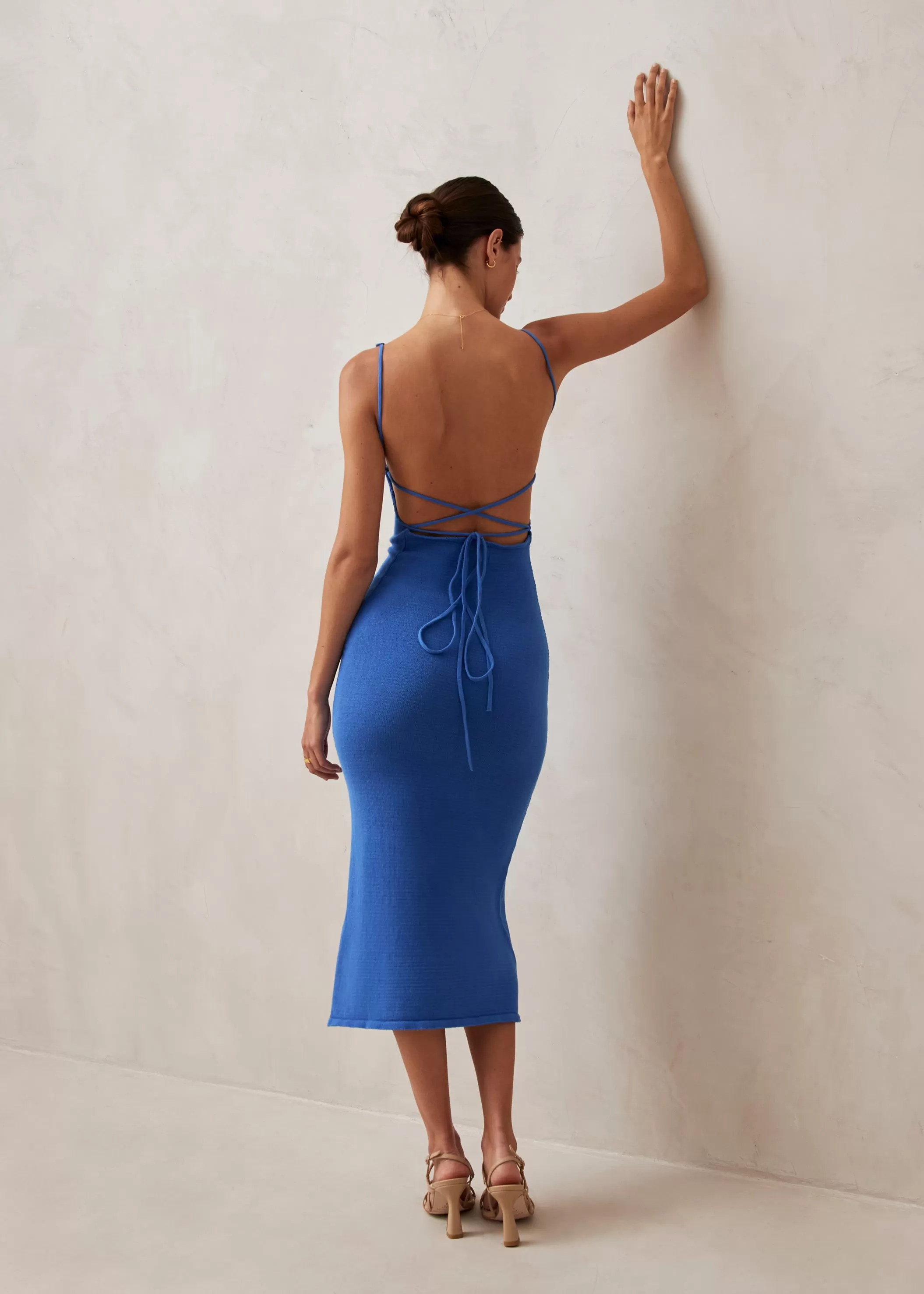 Delicate Blue Tricot Midi Dress