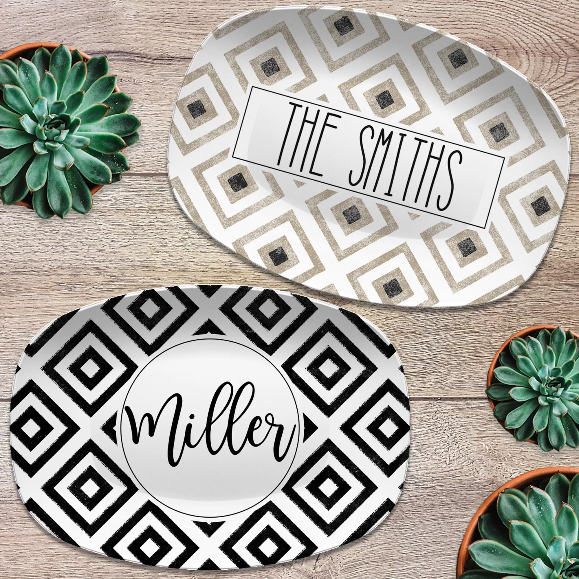 Distressed Diamond Personalized Platters