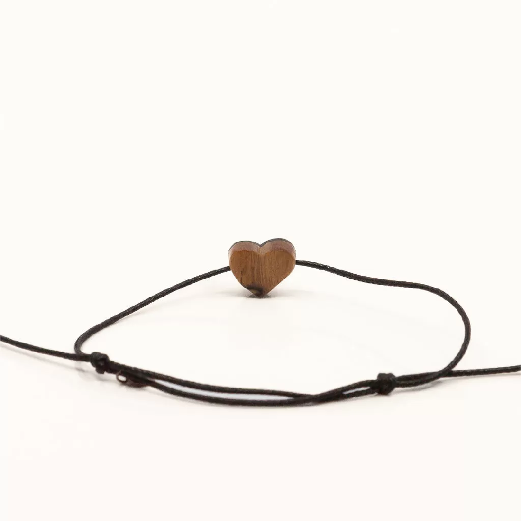 Driftwood and Black Lip Shell Heart on Wax Cord