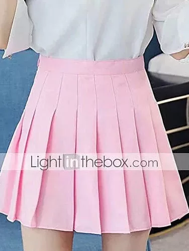 Elegant Pleated Cotton Blend Women's Mini Skirt - Navy/Pink/Black/Coffee - Perfect for Parties and Evenings S M L