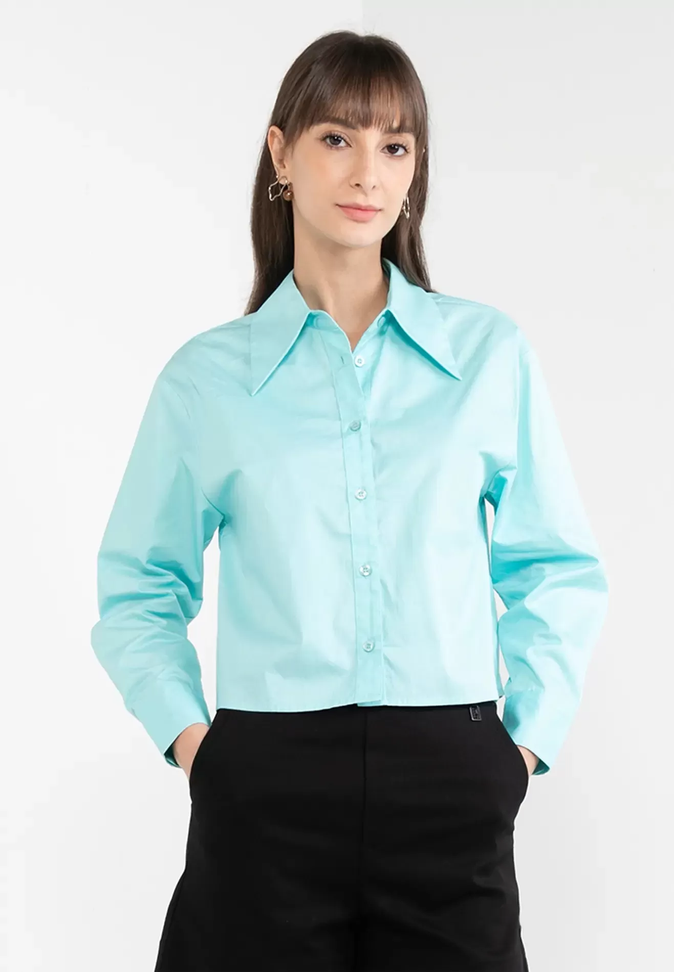 ELLE Apparel Casual Long Sleeves Collared Shirt