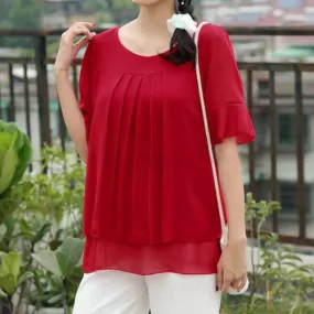 Fashion Tunic Dress Blouse - Red