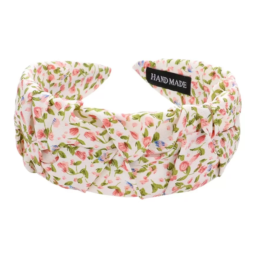 Flower Patterned Pleated Headband