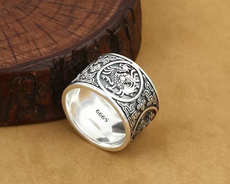 Four Celestial Guardians Titanium Steel Ring