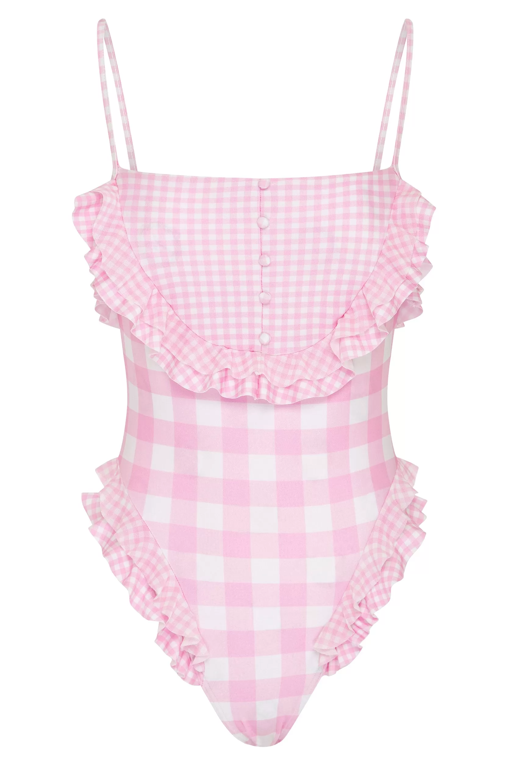 Gingham Button One Piece