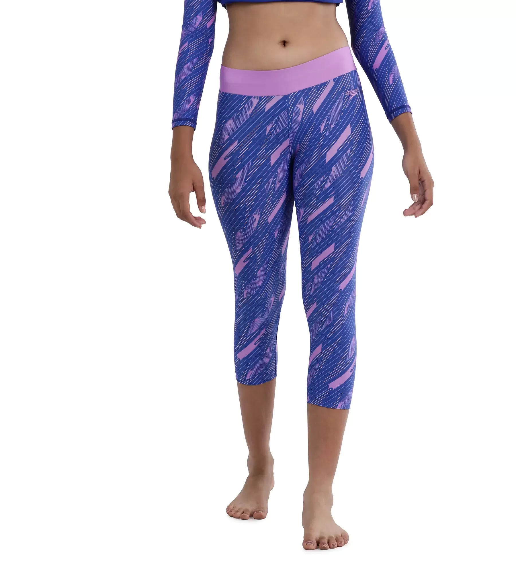 Girl's Endurance Hyperboom Printed Capri - Sweet Purple  &  True Cobalt