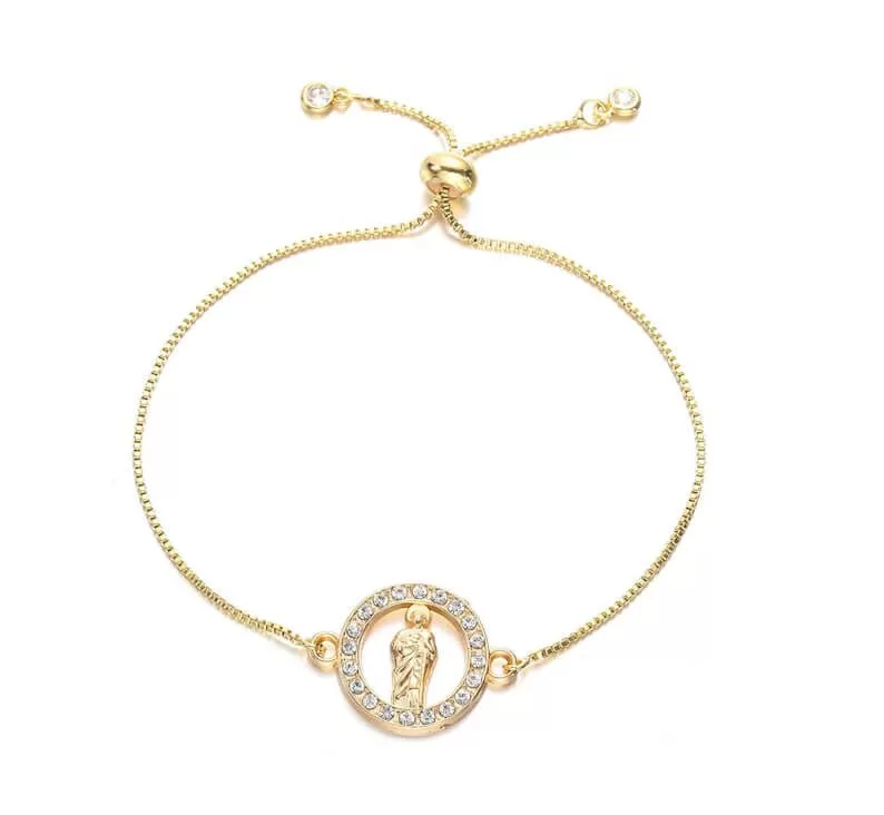 Gold Plated San Judas Adjustable Bracelet