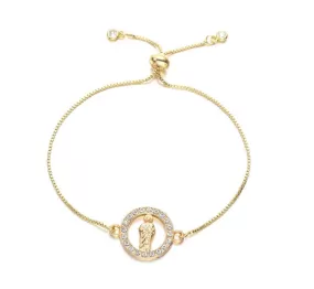 Gold Plated San Judas Adjustable Bracelet