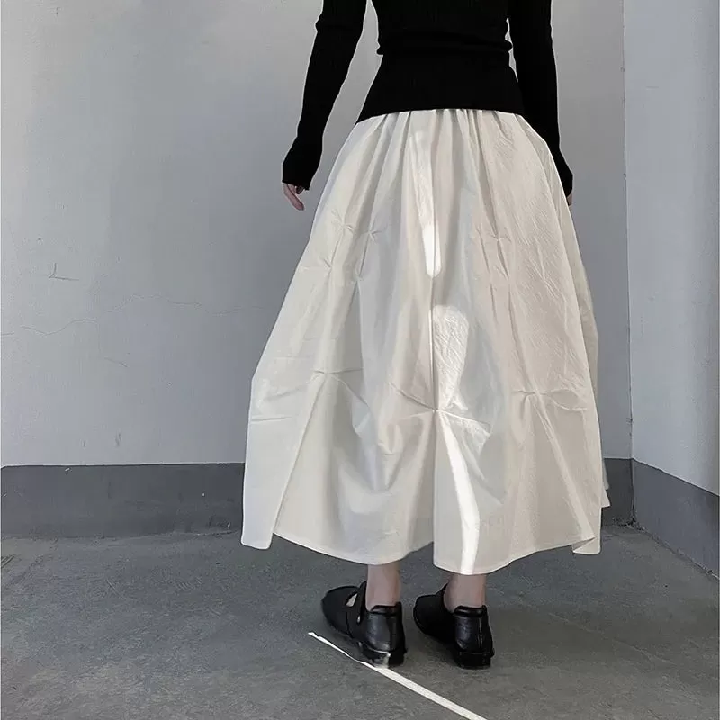 Gothic-Style Pleated Midi-Skirt