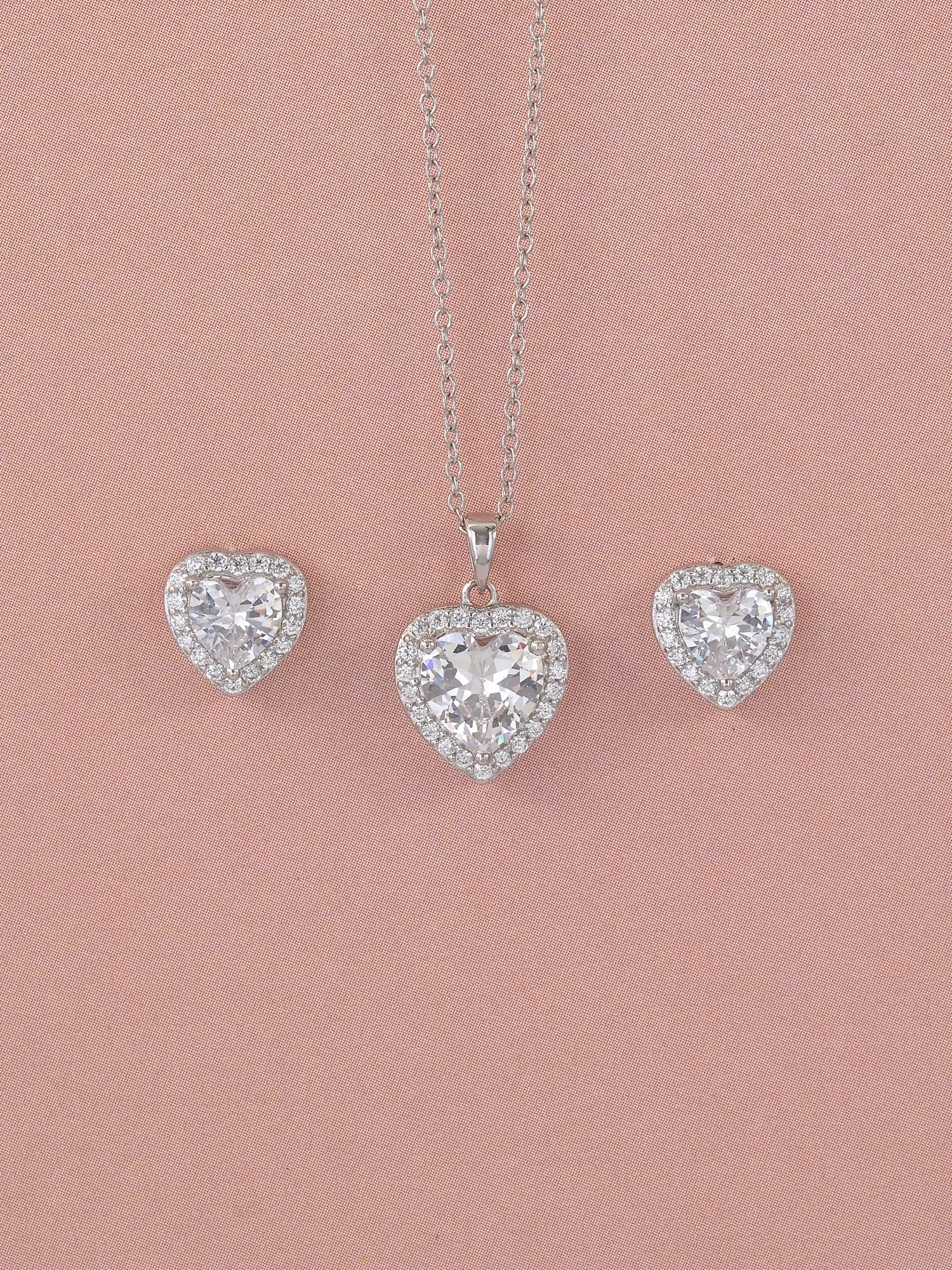 Heart Jewellery Set In Silver