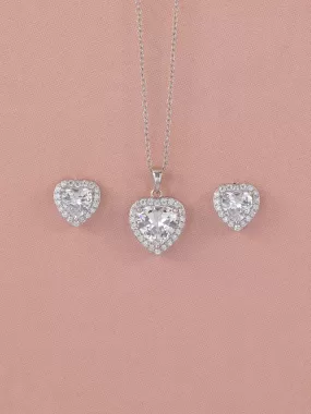 Heart Jewellery Set In Silver