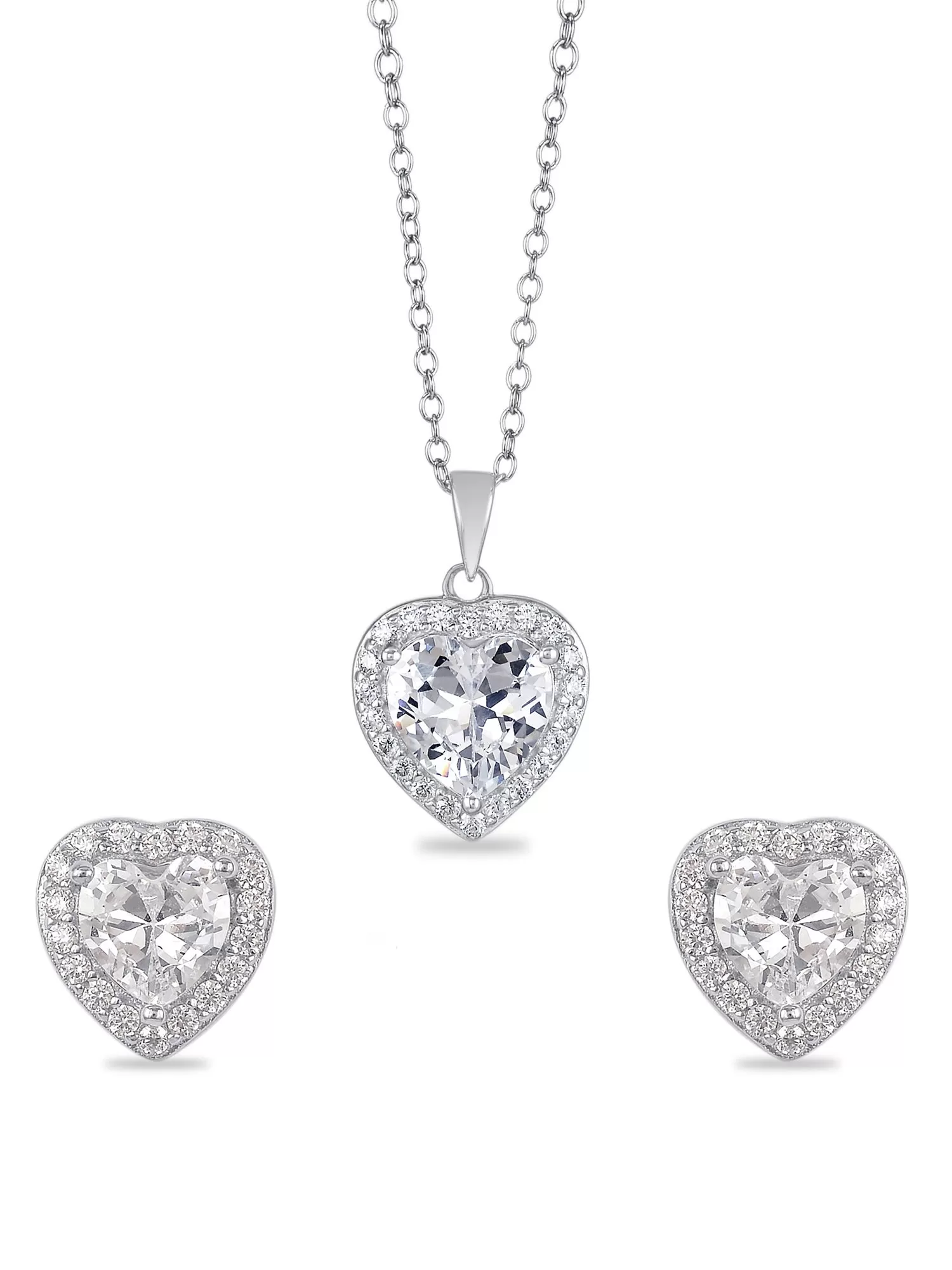 Heart Jewellery Set In Silver